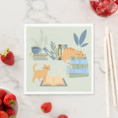 Serviette En Papier Chats de bibliothèque (En situation)