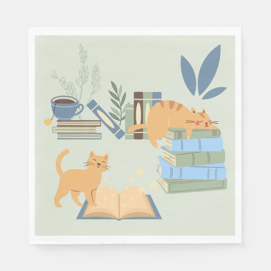 Serviette En Papier Chats de bibliothèque (Devant)
