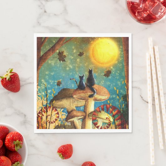 Serviette En Papier Chats de champignons (En situation)