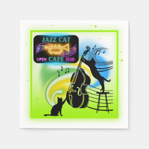 Serviette En Papier Chats de jazz   Papier à double basse