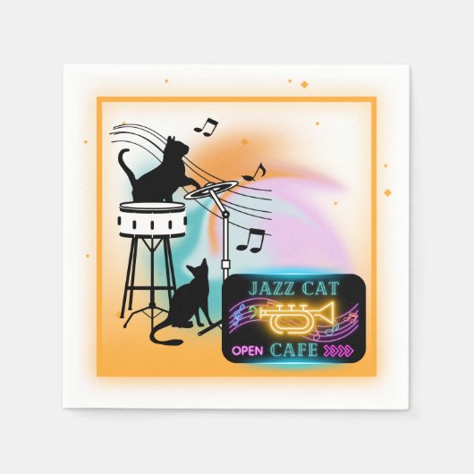 Serviette En Papier Chats de jazz | Papier à tambour serviettes (Devant)