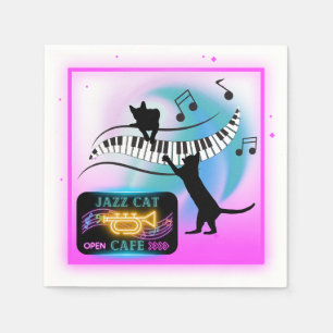 Serviette En Papier Chats de jazz   Papier de piano