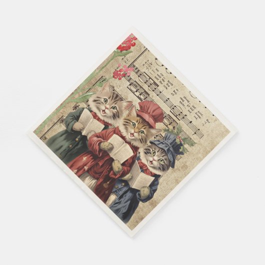 Serviette En Papier Chats de Noël (Coin)