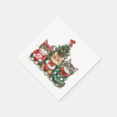 Serviette En Papier Chats de Noël mignons (Coin)