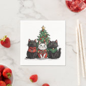 Serviette En Papier Chats de Noël mignons (En situation)