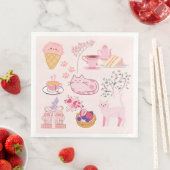 Serviette En Papier Chats de thé rose vif (En situation)
