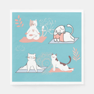 Serviette En Papier Chats de yoga Lotus