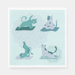 Serviette En Papier Chats de yoga vert