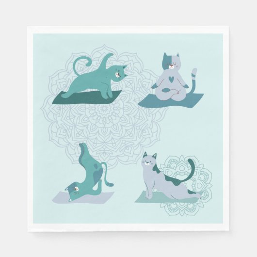 Serviette En Papier Chats de yoga vert (Devant)