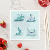 Serviette En Papier Chats de Yoga Verts (En situation)