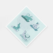 Serviette En Papier Chats de Yoga Verts (Coin)