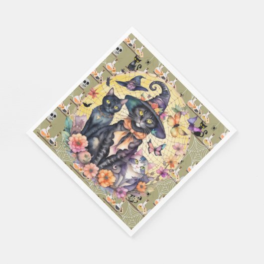 Serviette En Papier Chats d'Halloween (Coin)