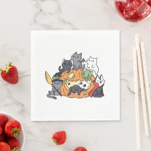 Serviette En Papier Chats d'Halloween Kittens (En situation)