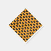 Serviette En Papier Chats d'Halloween noirs et orange modernes (Coin)