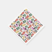 Serviette En Papier Chats Doodles Et Empreintes de pattes (Coin)