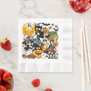 Serviette En Papier Chats drôles de Halloween Fête