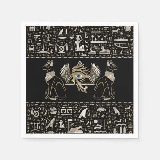 Serviette En Papier Chats égyptiens et oeil de Horus (Devant)