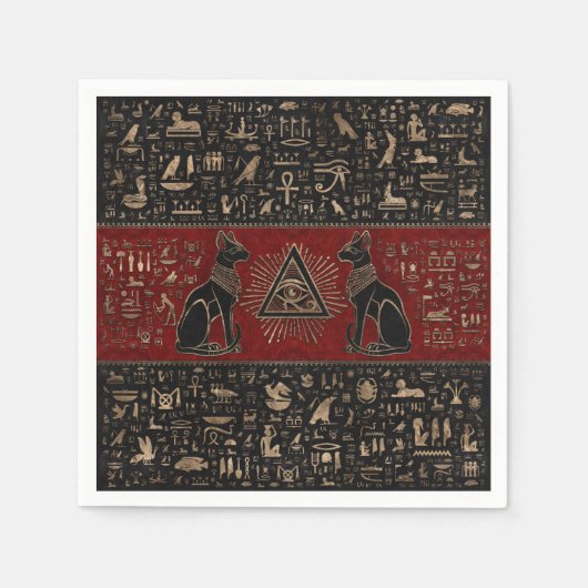 Serviette En Papier Chats égyptiens et oeil de Horus (Devant)