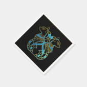 Serviette En Papier Chats égyptiens Vitrail or et bleu (Coin)