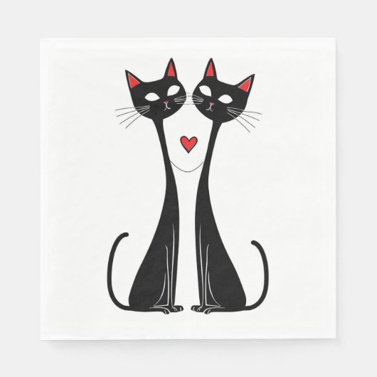 Serviette En Papier Chats en amour (Devant)