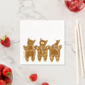 Serviette En Papier Chats en pain d'épice - Peint à la main (En situation)