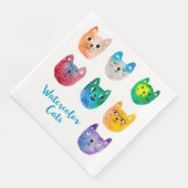 Serviette En Papier Chats et amis à l'aquarelle (Coin)