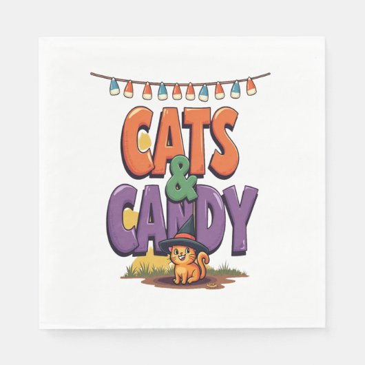 Serviette En Papier Chats et bonbons (Devant)