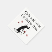 Serviette En Papier Chats et vin Feline Belle Pun à vin avec chat (Coin)