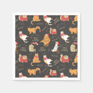 Serviette En Papier Chats Festifs avec lumière Motif de Noël