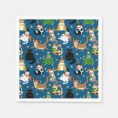 Serviette En Papier Chats Festifs en Costumes de Noël Motif (Devant)