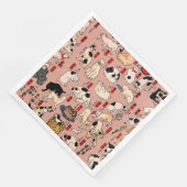 Serviette En Papier chats japonais Ukiyo-e Funny kitty (Coin)