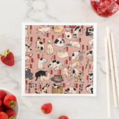 Serviette En Papier chats japonais Ukiyo-e Funny kitty (En situation)