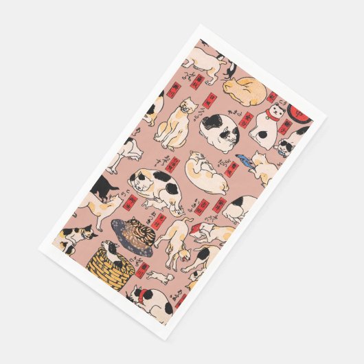 Serviette En Papier chats japonais Ukiyo-e Funny kitty (Coin)