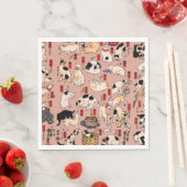 Serviette En Papier chats japonais Ukiyo-e Funny kitty (En situation)