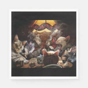 Serviette En Papier Chats jouant au poker
