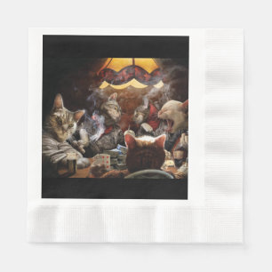 Serviette En Papier Chats jouant au poker