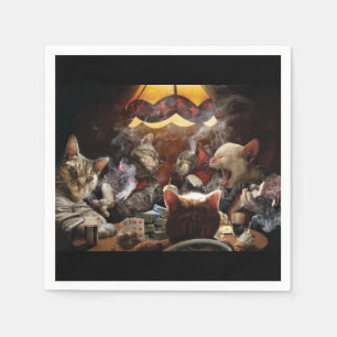 Serviette En Papier Chats jouant au poker
