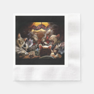 Serviette En Papier Chats jouant au poker