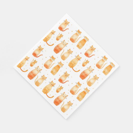 Serviette En Papier Chats Kitty Orange (Coin)