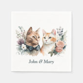 Serviette En Papier Chats mariages Anniversaires Sur Blanc (Devant)