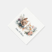 Serviette En Papier Chats mariages Anniversaires Sur Blanc (Coin)