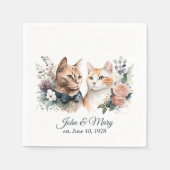 Serviette En Papier Chats mariages Anniversaires Sur Blanc (Devant)