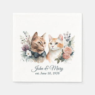 Serviette En Papier Chats mariages Anniversaires Sur Blanc