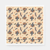 Serviette En Papier Chats mignons Chats chauves-souris et Halloween Ci (Devant)