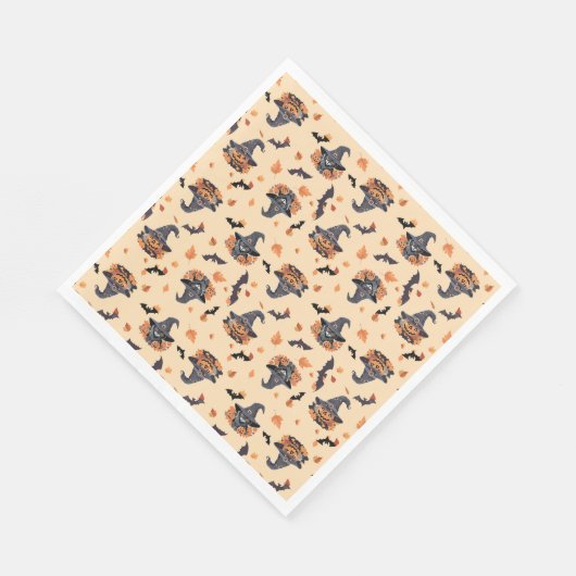 Serviette En Papier Chats mignons Chats chauves-souris et Halloween Ci (Coin)