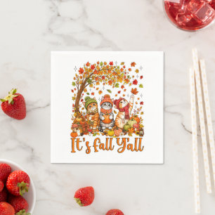 Serviette En Papier Chats mignons d'automne Feuilles Citrouille "C'est