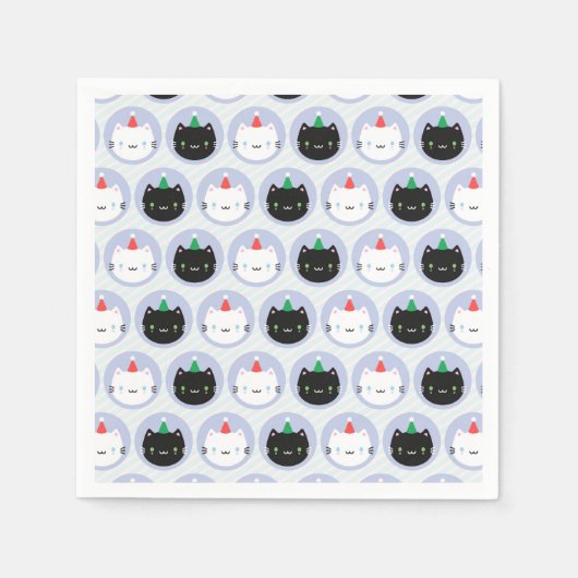 Serviette En Papier Chats mignons en Casquette de fête (Devant)