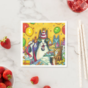 SERVIETTE EN PAPIER CHATS N'FITZ, CUISINES, MICE, ANNIVERSAIRE AMUSANT
