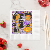 Serviette En Papier Chats noirs citrouille Halloween Candy (En situation)