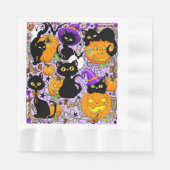 Serviette En Papier Chats noirs citrouille Halloween Candy (Devant)